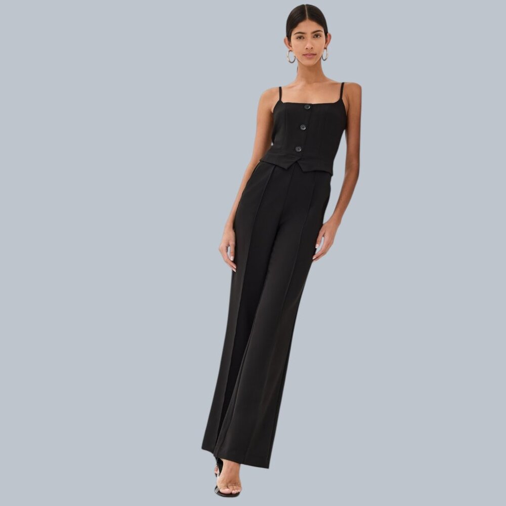 NWT Pistola Marcia Button Black Faux 2-Piece Jumpsuit  - Size XS - MSRP $218